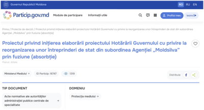 Reforma Sectorului Silvic: "Pădurile Moldovei" nu pot fi transformate într-o societate pe acțiuni 